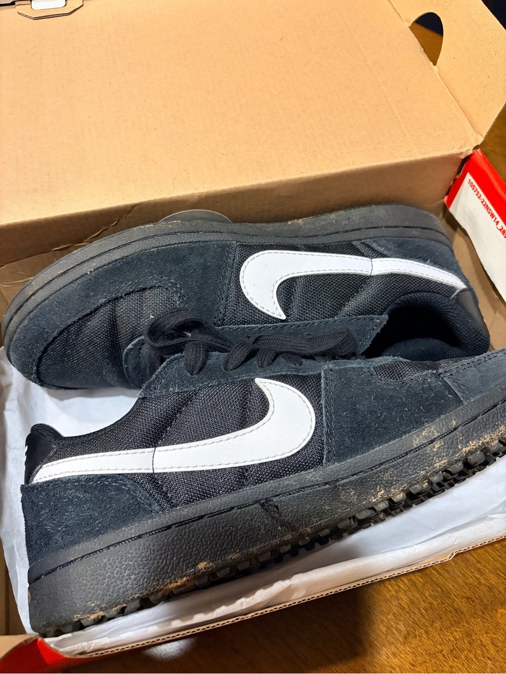 Nike Kids Black Sneakers with White Swoosh